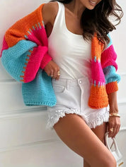 Color Block Drop Shoulder Cardigan | Cardigans Daverri Fashions
