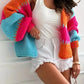 Color Block Drop Shoulder Cardigan - DAVERRI FASHIONS