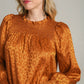 Umgee Smocked Leopard Long Sleeve Tiered Dress Mini Dresses