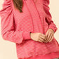 Striped Puff Sleeve Hoodie with Drawstring - DAVERRI FASHIONS