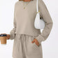 Round Neck Long Sleeve Top and Shorts Set - DAVERRI FASHIONS