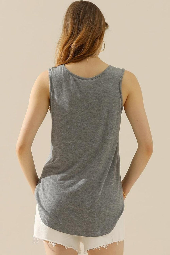 V-Neck Curved Hem Tank Tank Tops