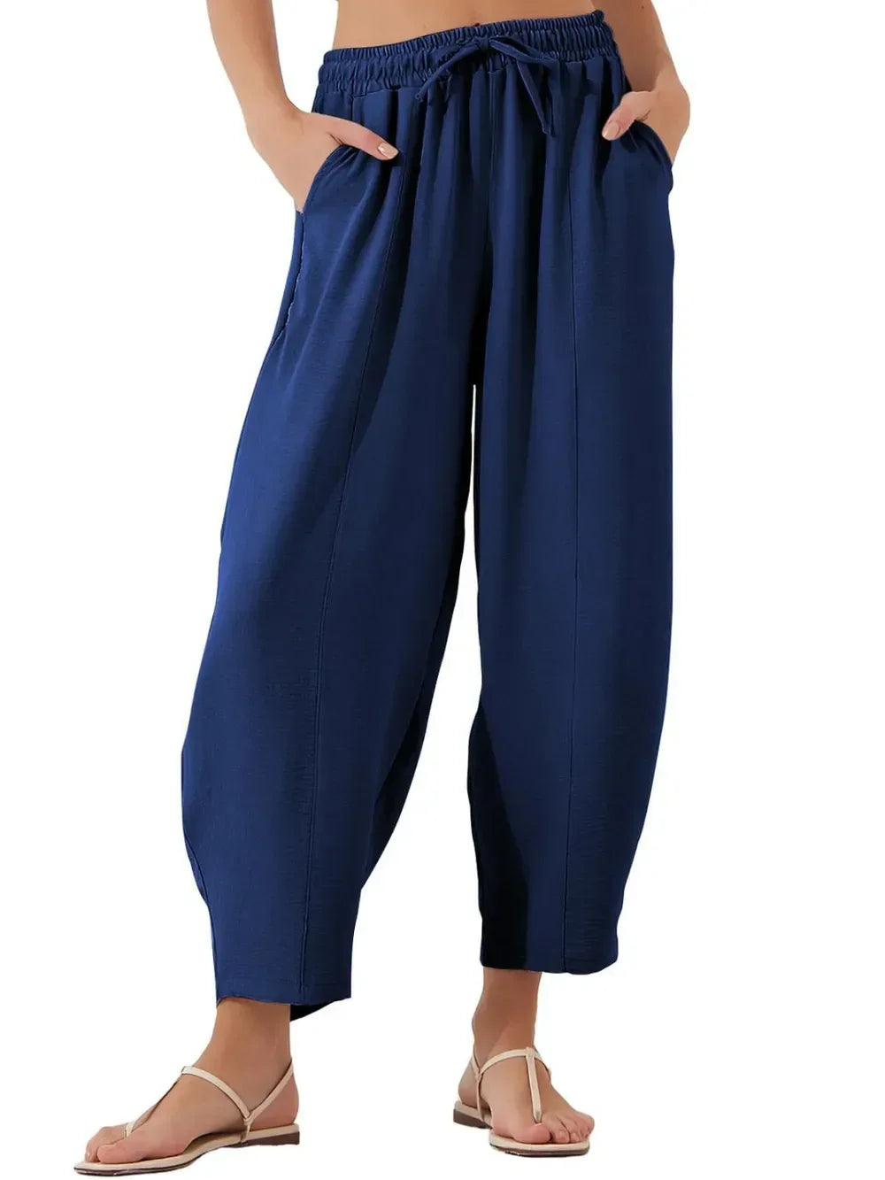 Full Size Drawstring Cropped Jogger Pants Plus Size - DAVERRI FASHIONS