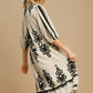 Umgee Printed Notched Midi Dress Midi Dresses