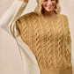 BiBi Cable Knit With Hacci Combo Sweater With Uneven Hem Detail - DAVERRI FASHIONS