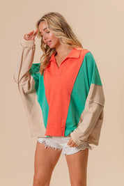 BiBi Colorblock Exposed Seam French Terry Sweatshirt | Daverri Fashions