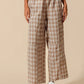 SO ME Check Plaid Wide Leg Pants with Big Patch Pockets