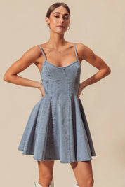 SO ME A Line Fit and Flare Denim Mini Dress | Daverri Fashions