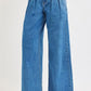 RISEN Full Size Mid Rise Fit Wide Leg with Pleated Detail Jeans Plus Size - DAVERRI FASHIONS