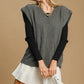 Umgee Oversized V Neck Ribbed Sweater Vest CHARCOAL