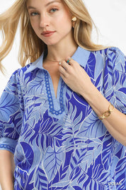 Umgee Tropical Print Puff Sleeve Blouse | Blouses Daverri Fashions