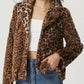 Fuzzy Leopard Collared Neck Jacket - DAVERRI FASHIONS