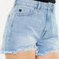 Kancan Raw Hem Distressed High Waist Denim Shorts - DAVERRI FASHIONS