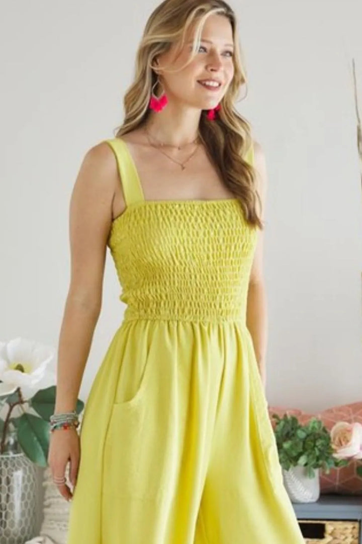 ADORA Smocking Top Wide Leg Jumpsuit Jumpsuits