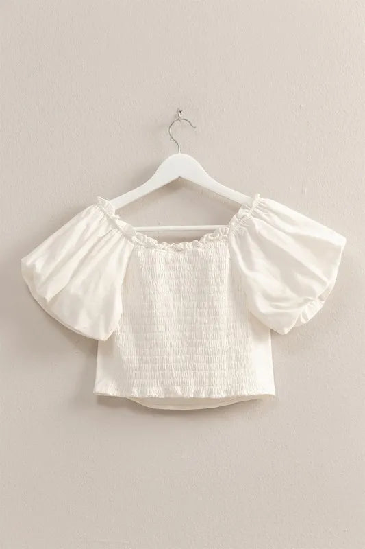HYFVE Puff Sleeve Sweetheart Neck Top | Tops Daverri Fashions