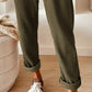 Olive green corduroy trousers with rolled cuffs by Daverri Fashions