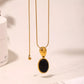 18K Gold-Plated Stainless Steel Necklace with Teardrop Pendant - DAVERRI FASHIONS