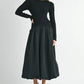 MABLE Ribbed Poplin Mix Midi Sweater Dress Midi Dresses