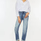 Kancan High Rise Cuffed Straight Jeans - DAVERRI FASHIONS