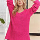 ADORA High-Low Side Slit V-Neck Sweater Hot Pink S Sweaters
