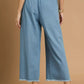 Umgee Washed Fringe Hem Wide Leg Jeans - DAVERRI FASHIONS