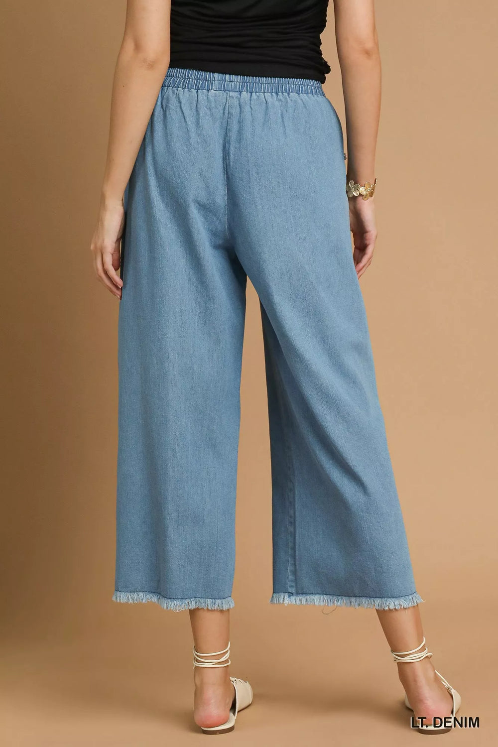Umgee Washed Fringe Hem Wide Leg Jeans | Daverri Fashions