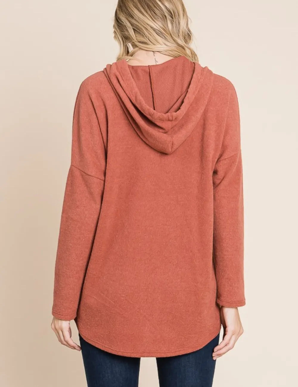 BOMBOM Contrast Drawstring Drop Shoulder Knit Hoodie | Hoodies Daverri Fashions
