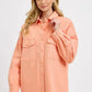 RISEN Full Size Button Down Long Sleeve Denim Shacket with Chest Pockets Plus Size