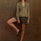 Annie Wear Smocked Front Long Sleeve Babydoll Blouse Blouses