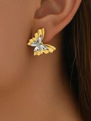 Two-Tone Stainless Steel Butterfly Earrings | Earrings Daverri Fashions
