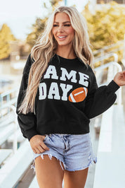 GAME DAY Round Neck Long Sleeve Sweatshirt | Sweatshirts Daverri Fashions