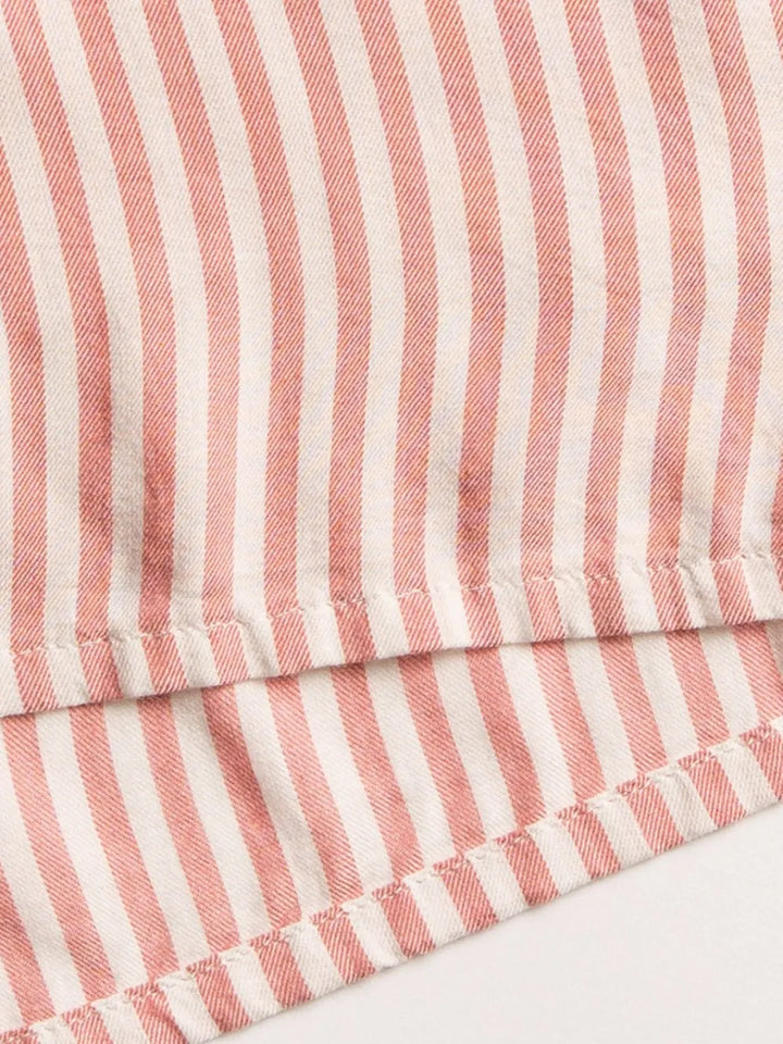 Striped Collared Neck Long Sleeve Top and Shorts Lounge Set | Loungewear Sets Daverri Fashions