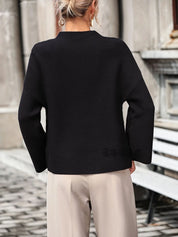 Mock Neck Drop Shoulder Knit Top | Knit Tops Daverri Fashions