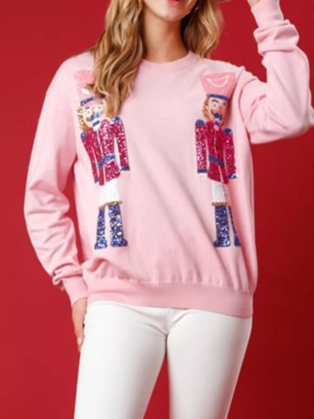 Christmas Sequin Nutcracker Dropped Shoulder Sweatshirt | Sweatshirts Daverri Fashions