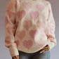 Heart Ribbed Hem Long Sleeve Sweater - DAVERRI FASHIONS