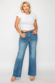 bytos Full Size Cat's Whiskers Mid Rise Bootcut Jeans | Jeans Daverri Fashions