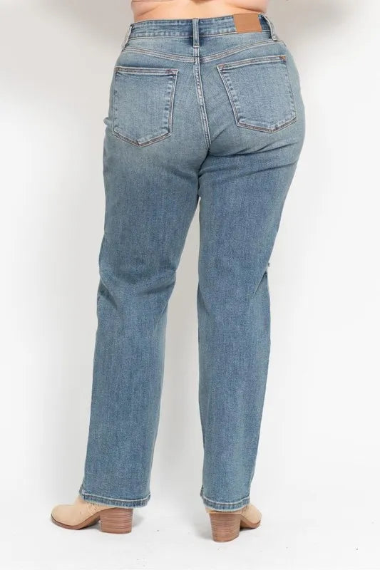 Judy Blue Full Size High Waist Distressed Dad Jean Jeans