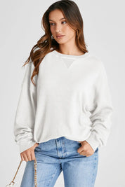 Waffle-Knit Long Sleeve Sweatshirt | Sweatshirts Daverri Fashions