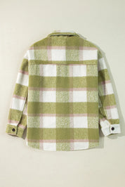 Pocketed Plaid Collared Neck Shacket | Shackets Daverri Fashions