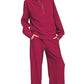 Zenana Ribbed High Neck Half Zip Pullover & Pants Set - DAVERRI FASHIONS