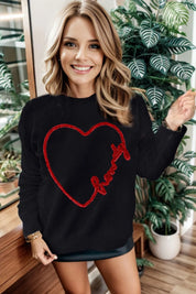 Graphic Round Neck Long Sleeve Sweater | Sweaters Daverri Fashions
