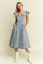 Jade By Jane Ruffled Denim Midi Dress - DAVERRI FASHIONS