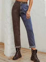 Two Tone Straight Leg Jeans | Jeans Daverri Fashions