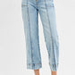 RISEN Full Size High Rise Crop Wide Front Seam Detailed Jeans Jeans