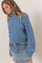 HYFVE Cable-Knit Mock Neck Dropped Shoulder Sweater | Sweaters Daverri Fashions