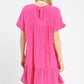 Umgee vibrant pink linen tiered babydoll dress with ruffle sleeves