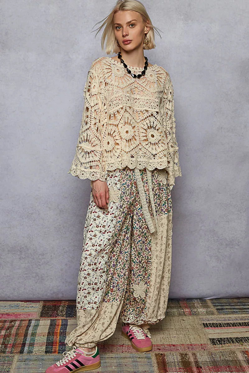 POL Round Neck Weave Knit Pattern Cropped Cover Up | Cover-Ups Daverri Fashions