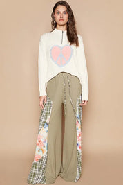 POL Cable-Knit Peace Patch Dropped Shoulder Sweater | Sweaters Daverri Fashions