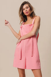 BiBi Texured Jacquard Romper with Side Pockets | Rompers Daverri Fashions