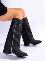 Fashionista Point Toe Block Heel Boots | Boots Daverri Fashions